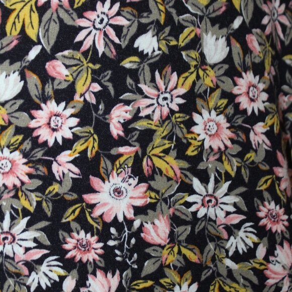 LOFT Floral V-Neck Flounce Flare Dress Forever Navy - Picture 11 of 16